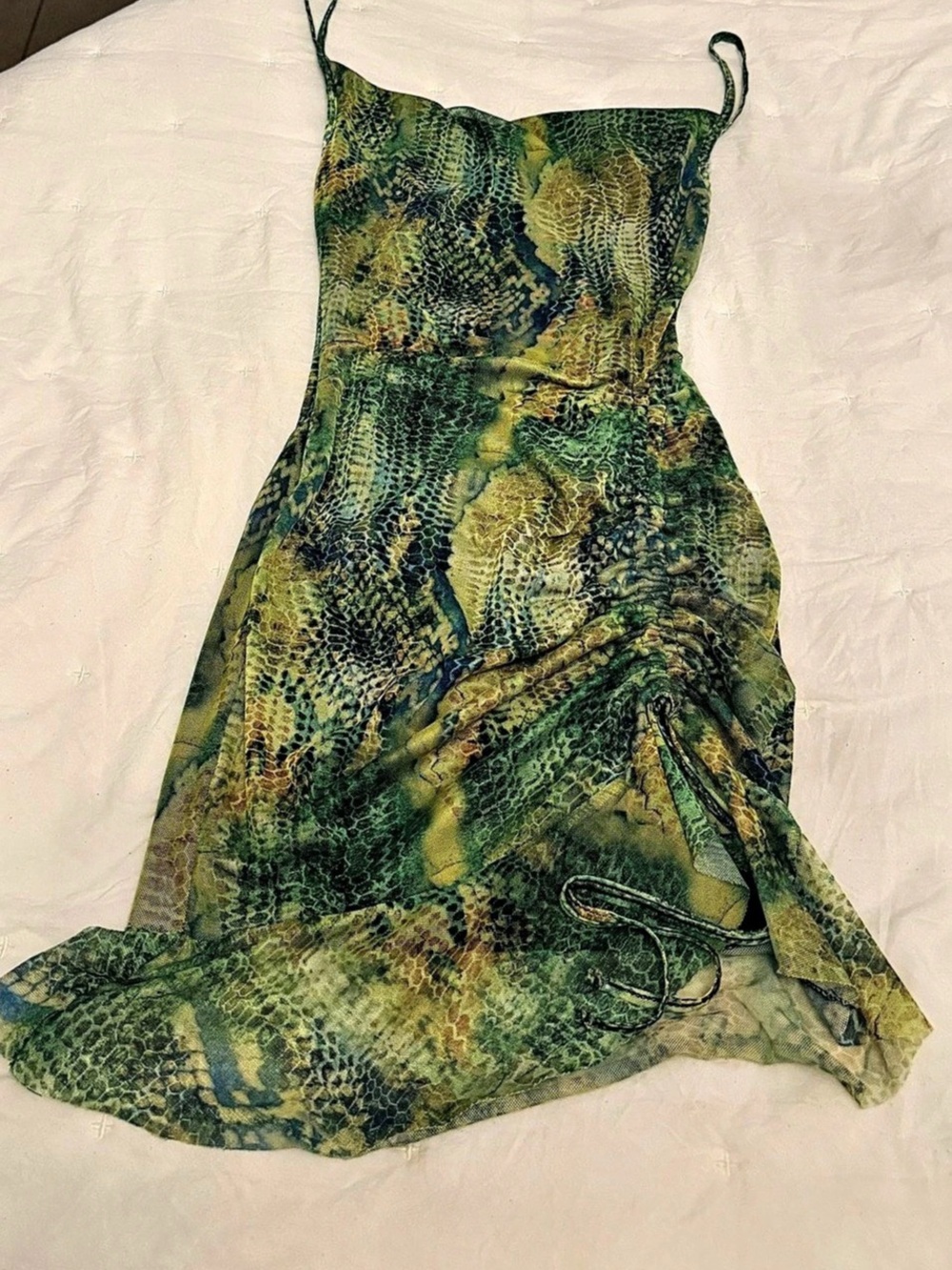 PrettyLittleThing Animal Print Maxi Dress Green & Blue Small US 6